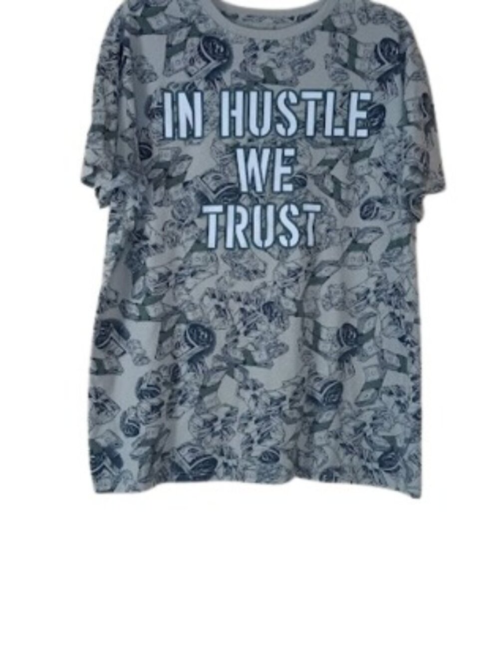 Road Narrows NYC Mens In Hustle We Trust Money Graphic T-Shirt Tee Green XL